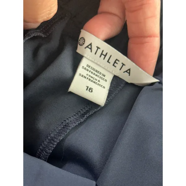 Athleta Pinnacle High Rise Trouser Navy‎ Blue Wide Leg Pleated Pants 16 472041 - Image 8