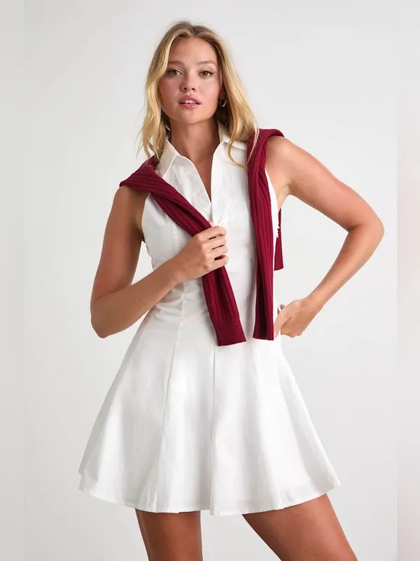 Lulu's Zenley White Collared Skater Mini Dress - Image 3