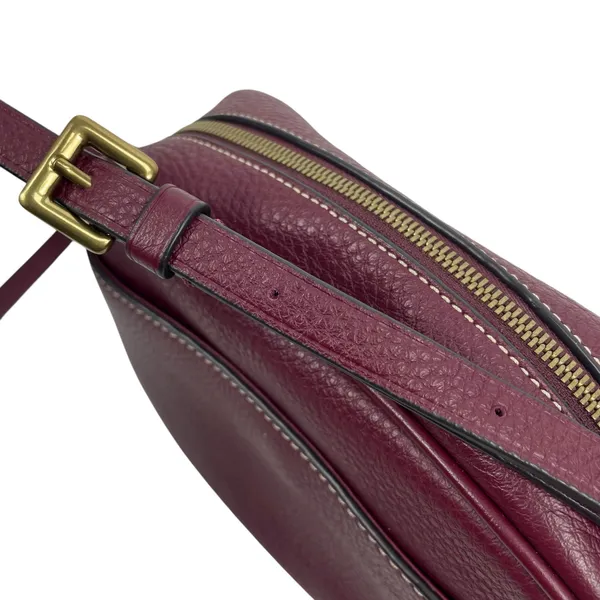 J. Crew Signet Pebble Leather Crossbody Camera Bag Burgundy Red - Image 14