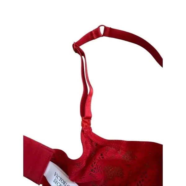 Victorias Secret Dream Angles Red Lace Balconette Bra and Panty 34DD Medium - Image 5