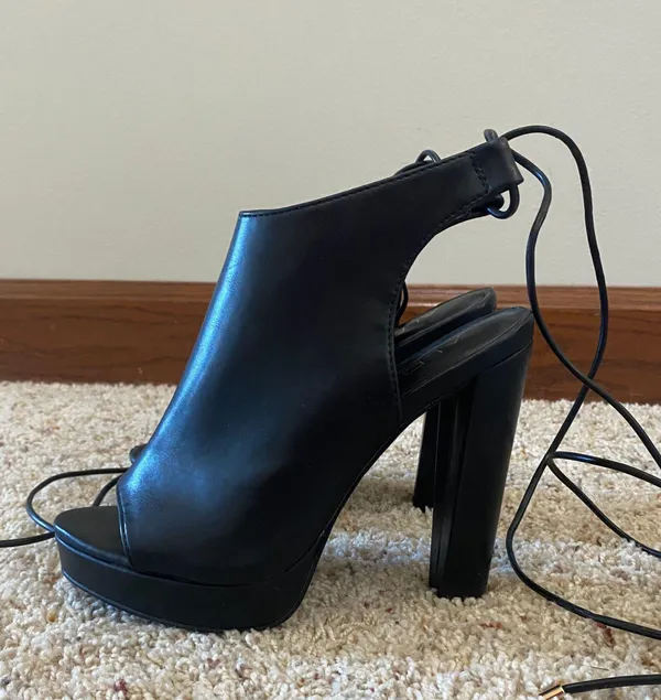 ALDO Open Toe Tie Up Heels - Image 11