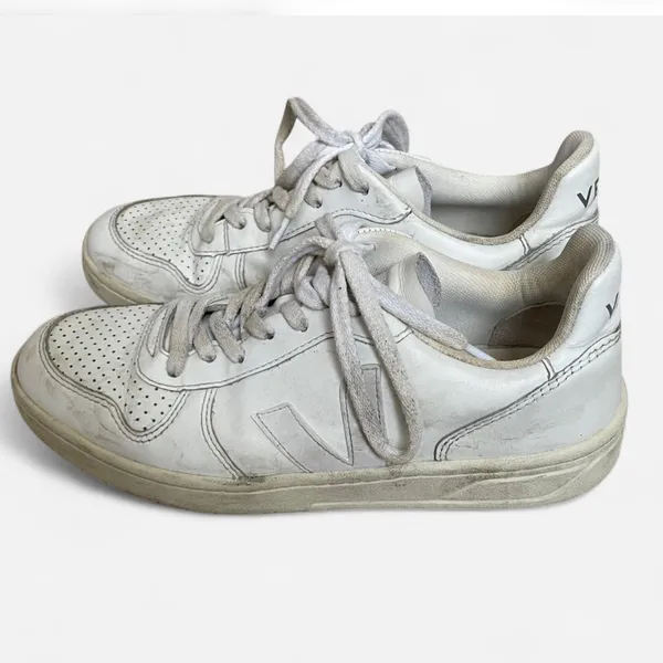 Veja V-10 Leather Lace-Up Perforated Sneakers in Women’s US 9 - Image 6