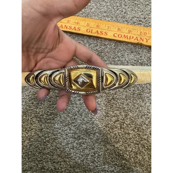 Dame Genuine Snakeskin Women's Yellow Belt Deco Gold Silver Hook Buckle‎ - Image 2
