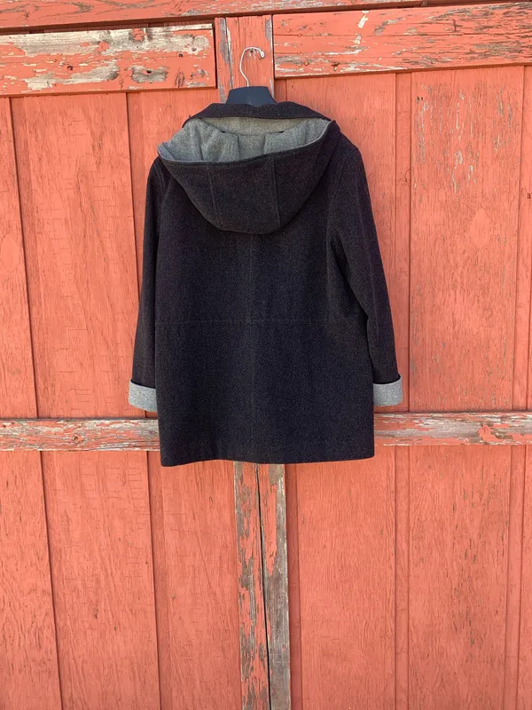 Herman Kay Women's Classic Black and Gray Pea Coat ~ Size L - Image 7