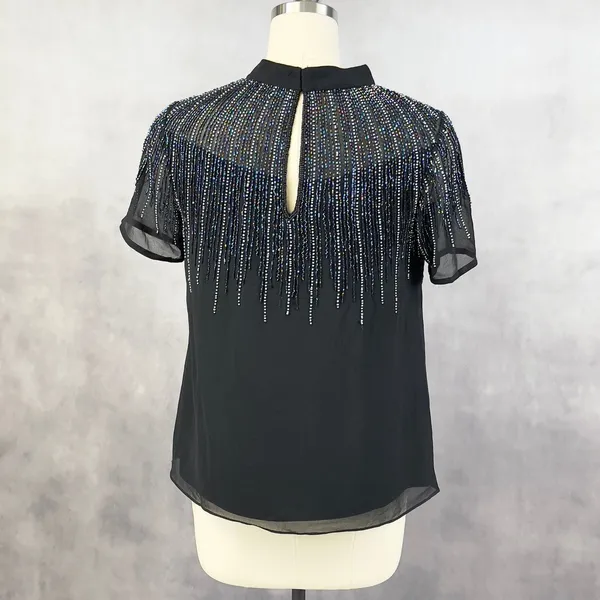 Angie Womens Beaded Top M Glam Evening Cocktail Party‎ Glam Art Deco Holiday - Image 5
