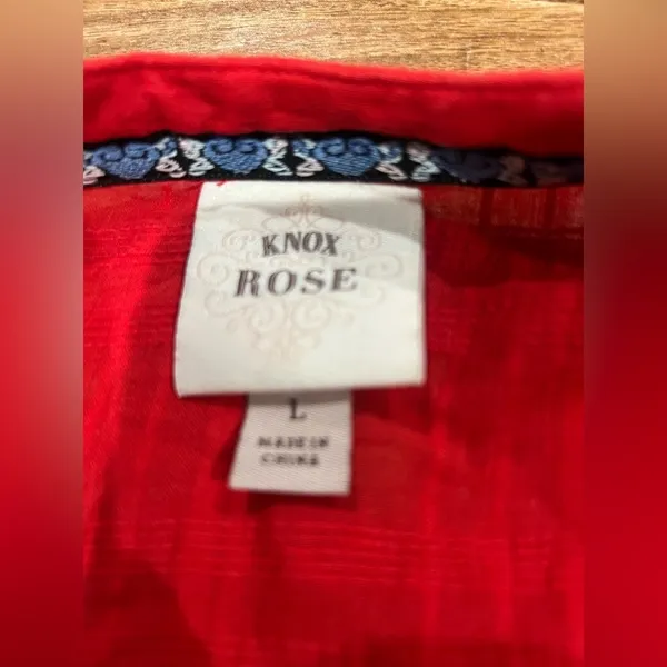 Knox Rose Women's Boho Short Sleeve V Neck Tiered Embroidered Dress Size L - Image 9
