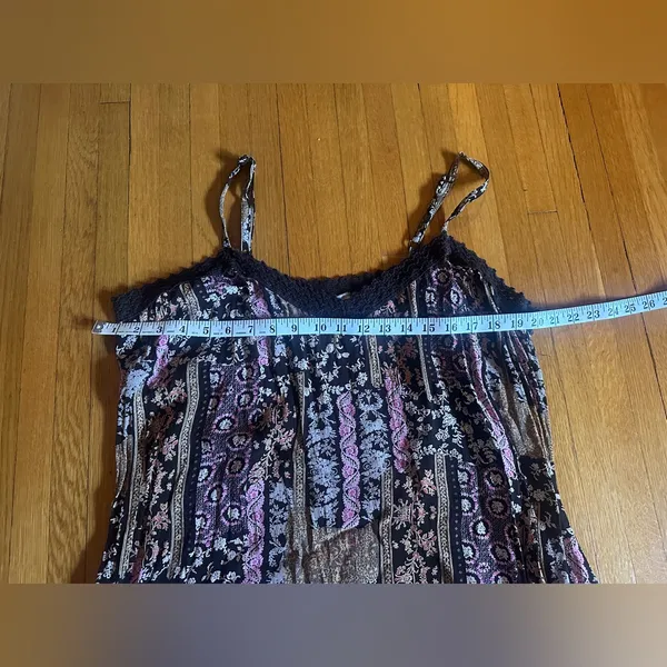Vtg Y2K faded glory boho Fairycore brown paisley babydoll tank, size L - Image 5