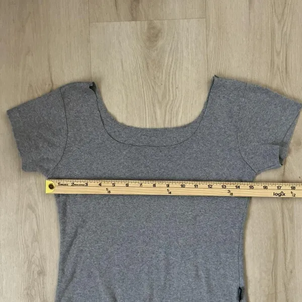 Gray First Lady‎ Short Sleeve Scoop Neck Top Tee Basic Casual - Image 4