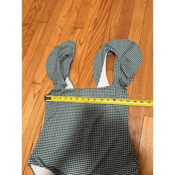 Hill House Home Rosie Green Gingham Ruffle One Piece Bathing Suit Size Medium - Image 9