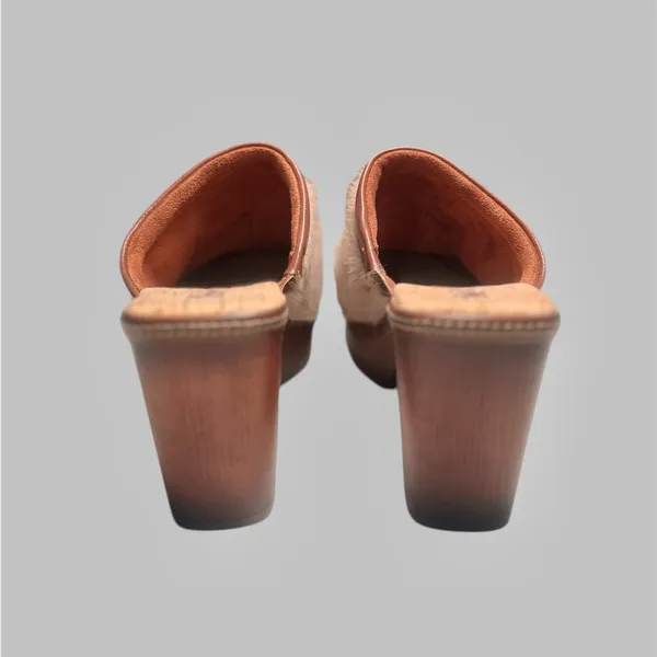 KORKS Fur Clogs Taupe size 9 Brown - Image 2
