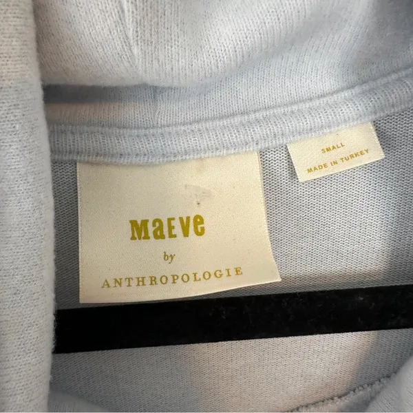 Anthropologie Maeve Cowl Neck Long Sleeve Tunic Style Sweater Light Blue - Image 3