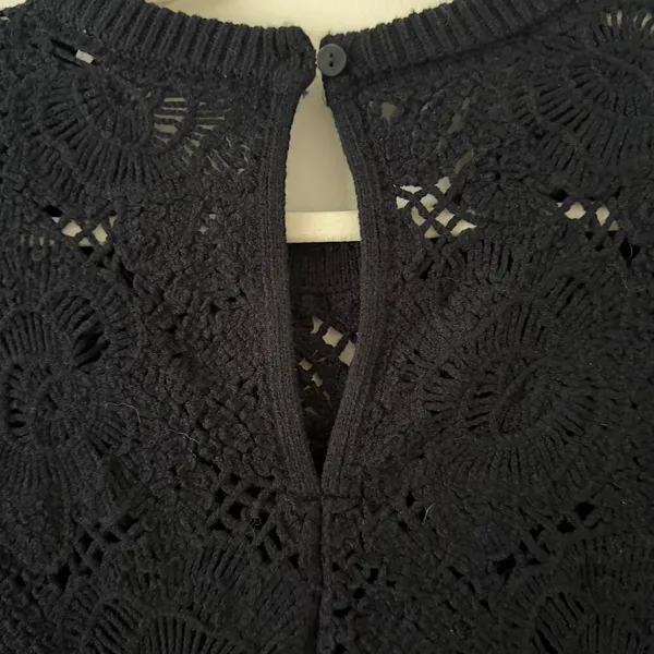 Abercrombie & Fitch‎ Crochet Black Knit Short Sleeve Loose Knit Sweater Size XL - Image 6