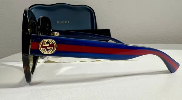 Gucci Sunglasses ❤️ Havana Glitter Blue and Red Brown Gradient - Image 4