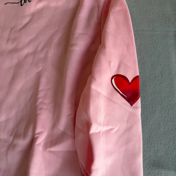 Women's Pink Heart and Love Theme Crewneck Sweatshirt Size XL #260615 - Image 3