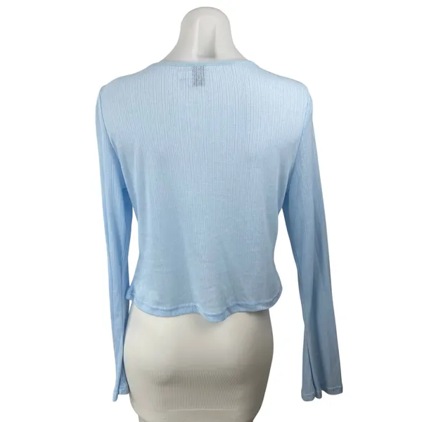 Princess Polly Barbaro Blue Long Sleeve Tie Crop Bolero Cardigan Sweater Top 0 - Image 4