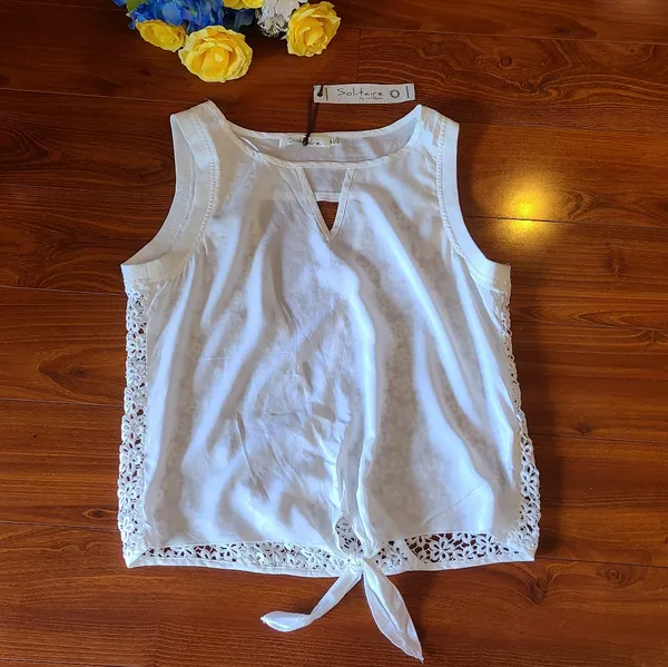 Solitaire White Lace Tank Top Medium - Image 6