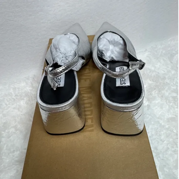 NWT Steve Madden Faryn Slingback Pumps silver size 6.5 - Image 5