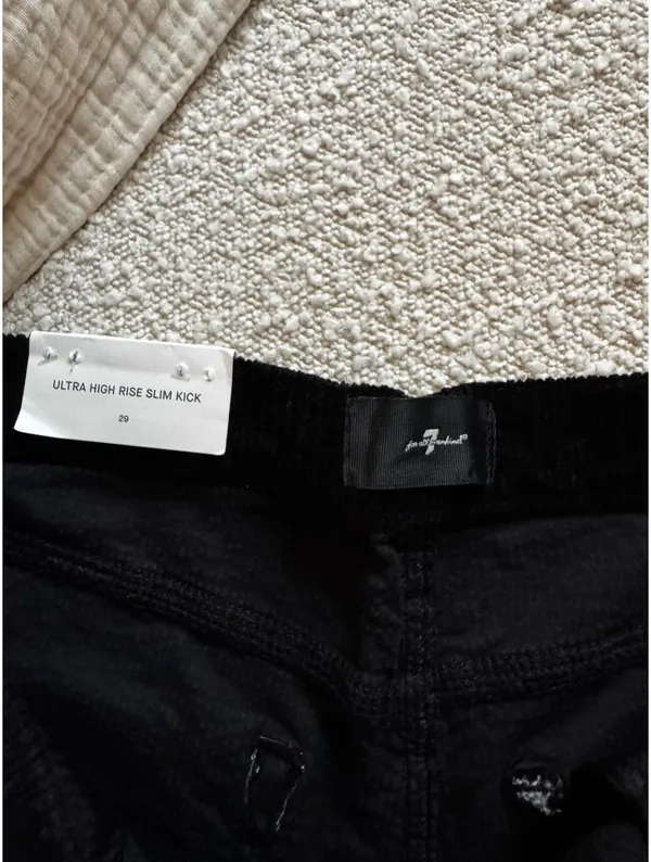 Black Ultra High-Rise Corduroy 7 For All Mankind Slim Kick Pants - Image 6