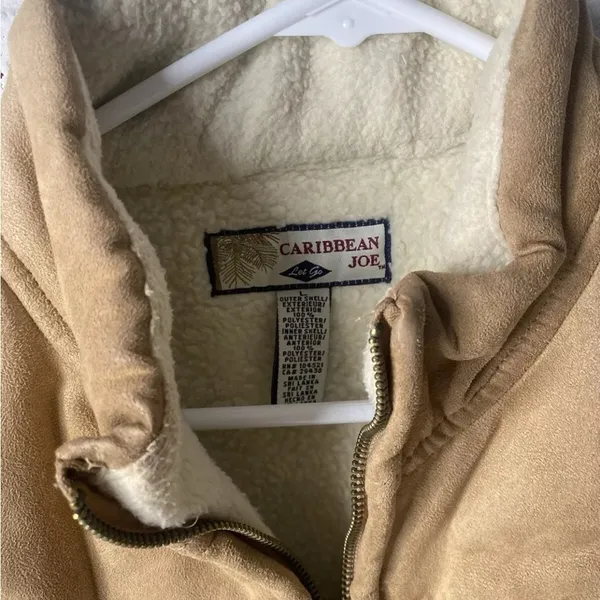 Vtg Women's lg Full Zip Vest caribbean joe let go 104521 Tan Southern Western - Image 5