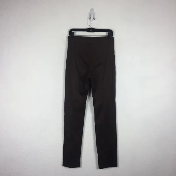 Good American Chocolate Brown Faux Suede Pant Size 8 Boss Split Hem Straight Leg - Image 15