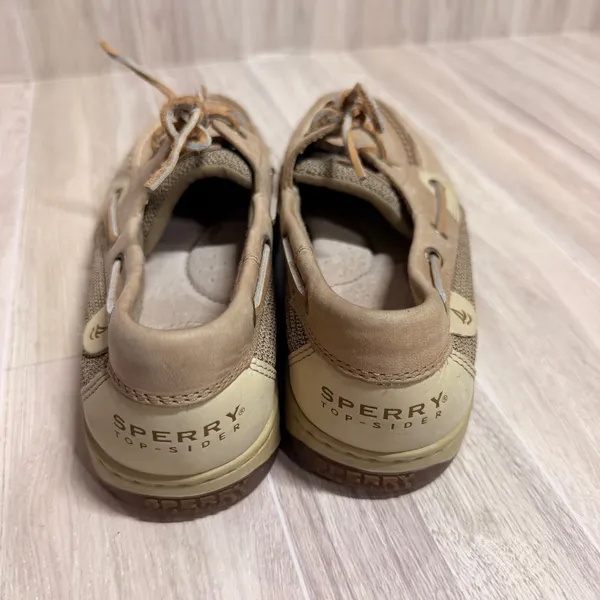 Sperry Top-Sider Womens 9.5M Tan Leather Mesh Boat Shoes Loafers 9276619 - Image 3