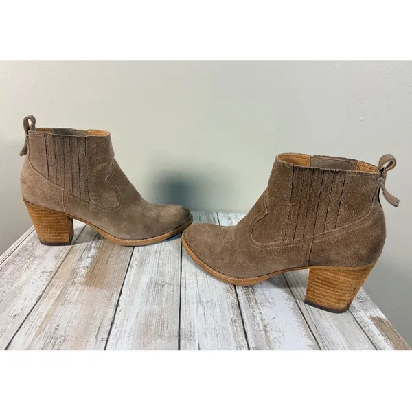 Dolce‎ Vita Brown Suede Western Ankle Boots Stacked Block Heel Booties Size 7.5 - Image 3