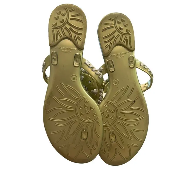 Jack Rogers Georgica Jelly‎ Thong Sandals Womens Gold Medallion Size 6 - Image 5