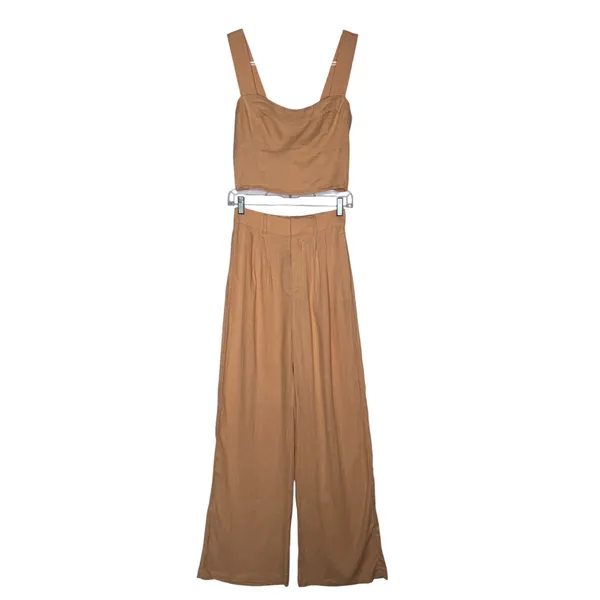 2020s Abercrombie & Fitch Peach Linen Corset Top & Wide Leg Pants Set NWT XS/S - Image 2