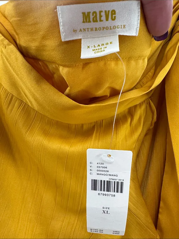 Anthropologie Maeve Mango Yellow Ruffle Wrap Skirt midi High Low NWT XL boho - Image 7