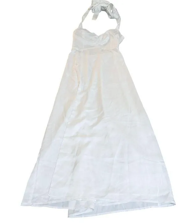NWOT Show Me Your MuMu Mina Midi Dress Ivory Luxe Satin Size Small Formal - Image 5