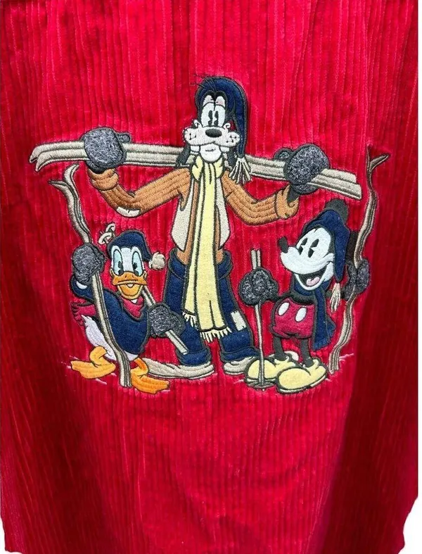 Vintage Disney Shirt Large Goofy Donald Mickey Corduroy Quarter Button Rare 90s - Image 5