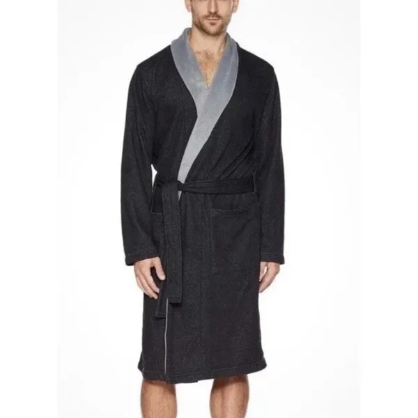 UGG Men's Robinson‎ Robe Charcoal Gray Lined Size L/XL Long Sleeve Pockets - Image 2