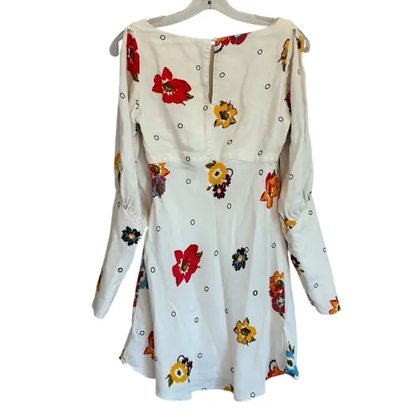 Free People Heart of Gold‎ Cream Floral Cold Shoulder Mini Dress Size 0 OB802996 - Image 8