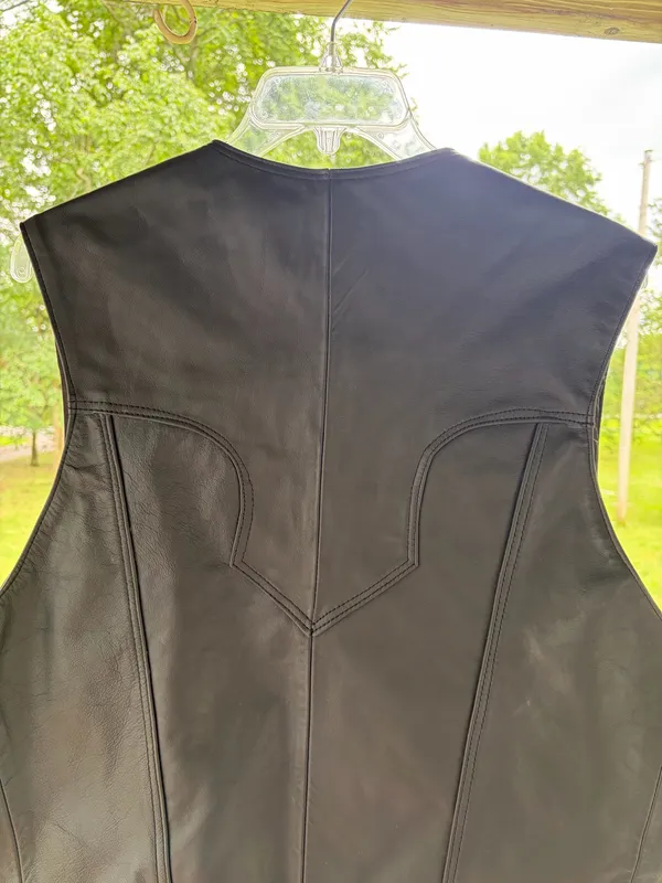 Classic Black Genuine Leather Vest XXL Made in Mexico motorcycle biker outlaw - Image 10