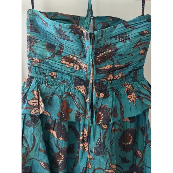 Ulla Johnson Isidro Romper Playsuit 6 Lagoon Teal Floral Print Resort Luxury - Image 10