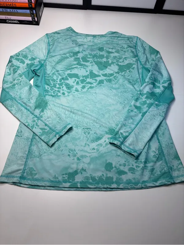 Realtree Fishing WAV3 Teal Water Performance Long Sleeve Shirt UPF Sun Protect - Image 4