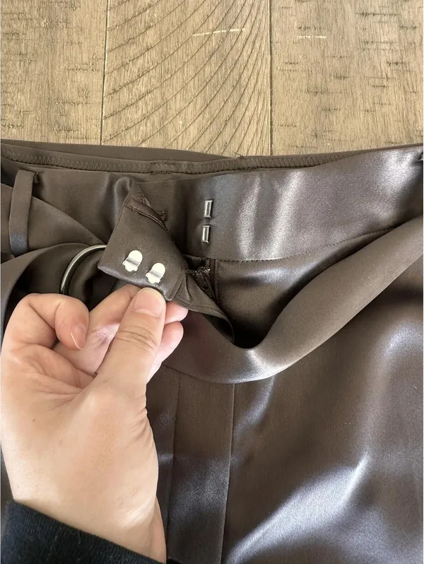 Babaton Aritzia Becket Satin Wide Leg Trouser Pants Soot Brown Women’s size 10 - Image 14