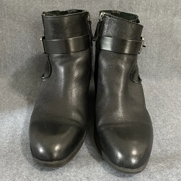Comfortiva Karen Women's 8‎ W Black Leather Buckle Detail Block Heel Ankle Boots - Image 6