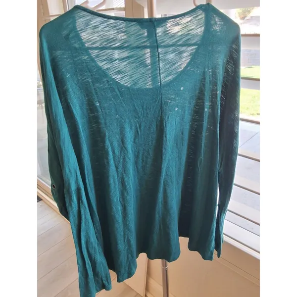 Rock & Republic Large Teal Lightweight Loose-Knit Top with Grommet Details - Image 5