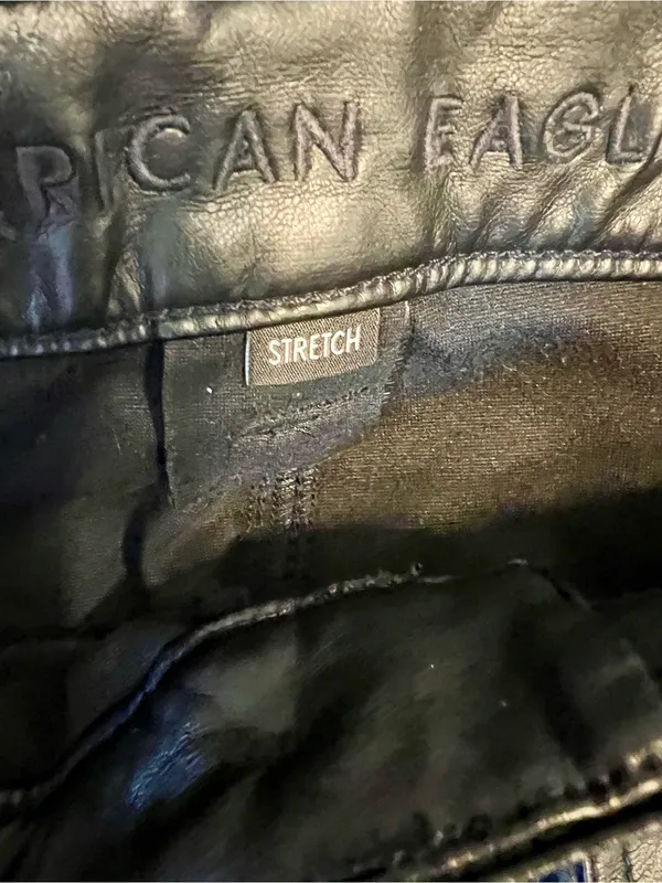 American Eagle Stretch High-Waisted Vegan Leather Straight Cargo Pant - Image 3