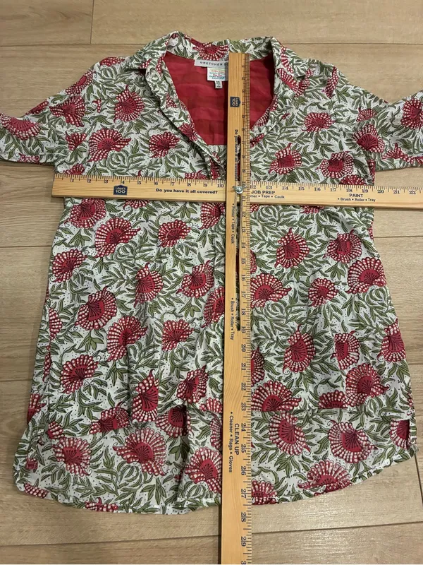 Gretchen Scott Designs Women’s Button Down Shirt Floral Pink Green Size M - Image 5