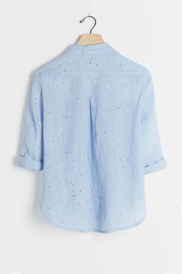 Cloth & Stone by Woman’s Paint-Splattered Linen Buttondown, Sz XS - Image 3