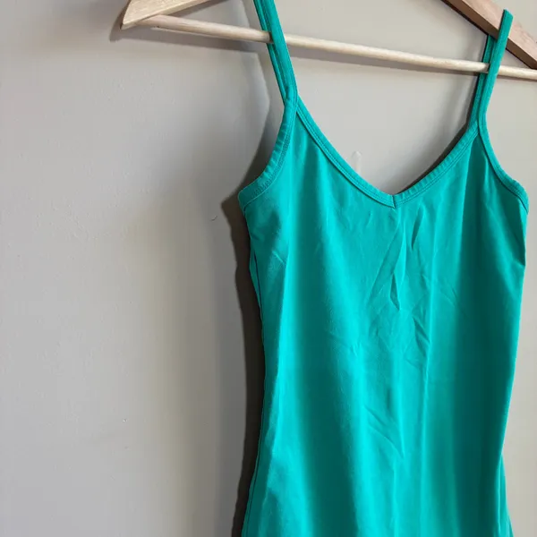 BKE turquoise green y2k camisole tank top sweetheart neckline women S extra long - Image 2