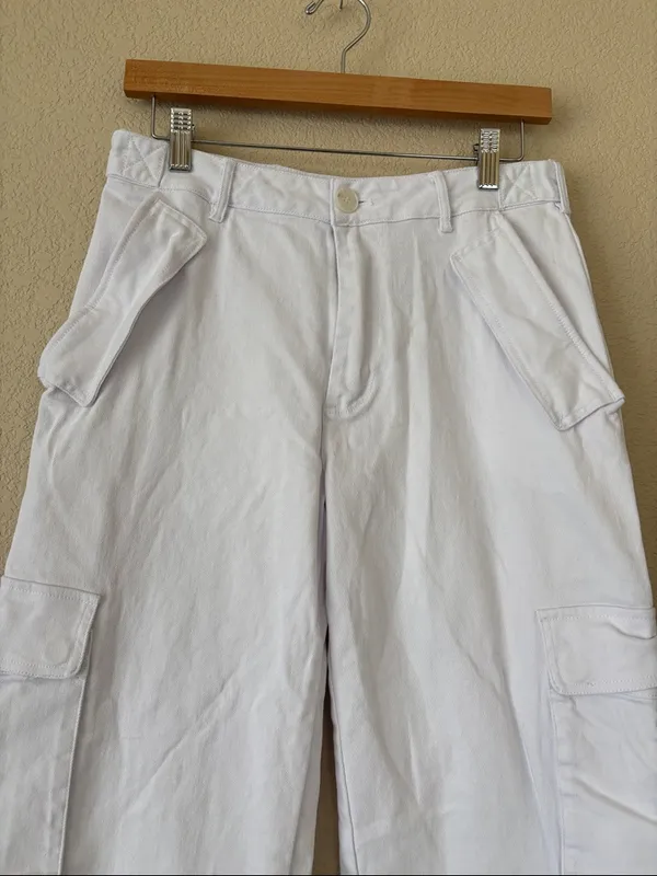 Naked Wardrobe White Cargo Utility Pants - Image 2