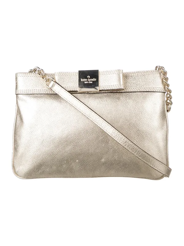 Kate Spade Primrose‎ Hill Leather Crossbody Shoulder Bow Bag Gold - Image 2
