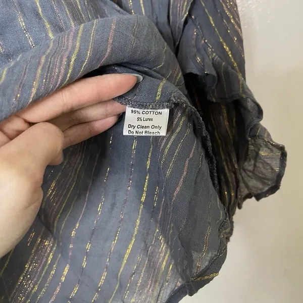 Jen's Pirate Booty blue striped button down shimmer Troubadour Top XS - Image 6