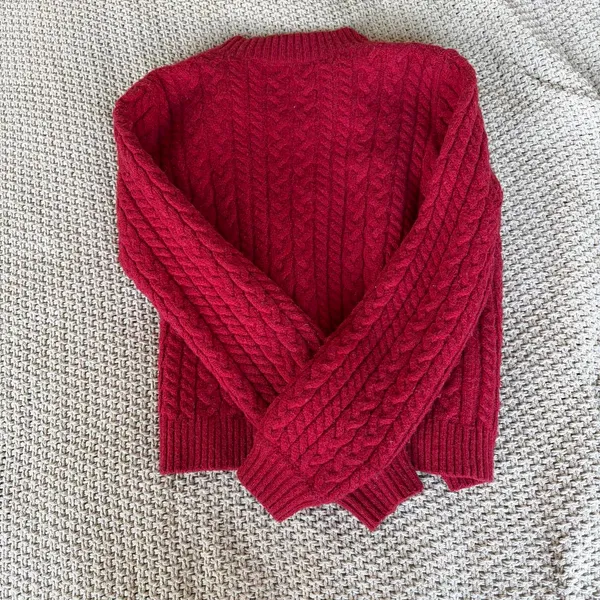 Red Chunky Knit Cardigan - Image 2