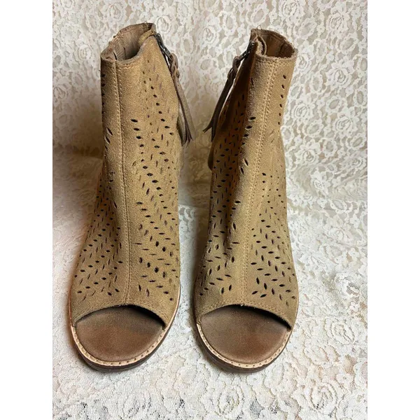 TOMS Majorca Peep Toe Perforated Suede Booties size 9.5 - Image 3