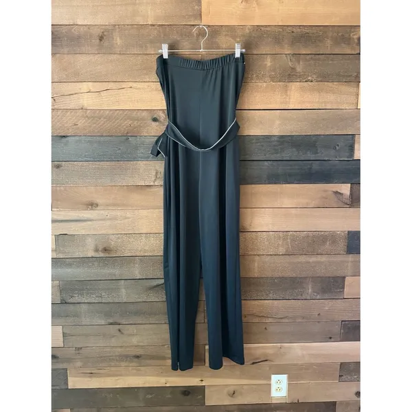 Vintage Cimmaron Dress Black Strapless Wide Leg Jumpsuit Minimalist 80s - Image 5