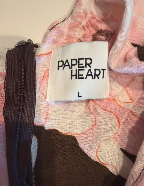 Paper Heart Brown Dress with Pink Flowers - Image 4